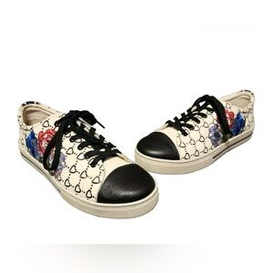 Brighton Beauty ALL Leather Sneakers Floral Embroidery SIZE WOMEN'S 7.5